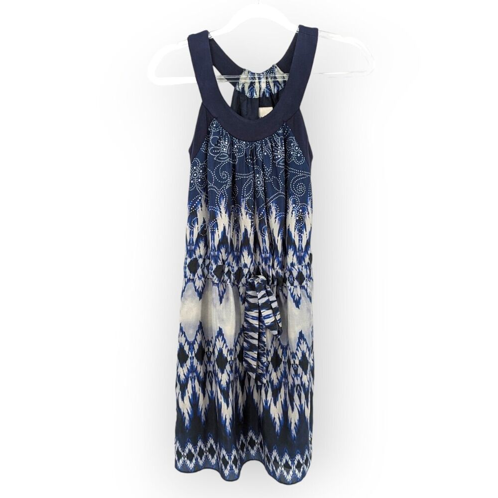 Decode 1.8 Silk Halter‎ Sun Dress Women's 0 Boho Batik Ikat Anthropologie Aztec - Picture 2 of 13